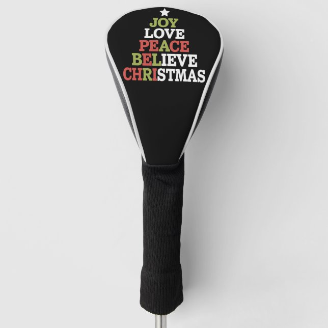 Joy Liebe Peace Glaube Weihnachtsbaumfamilie Golf Headcover (Vorderseite)