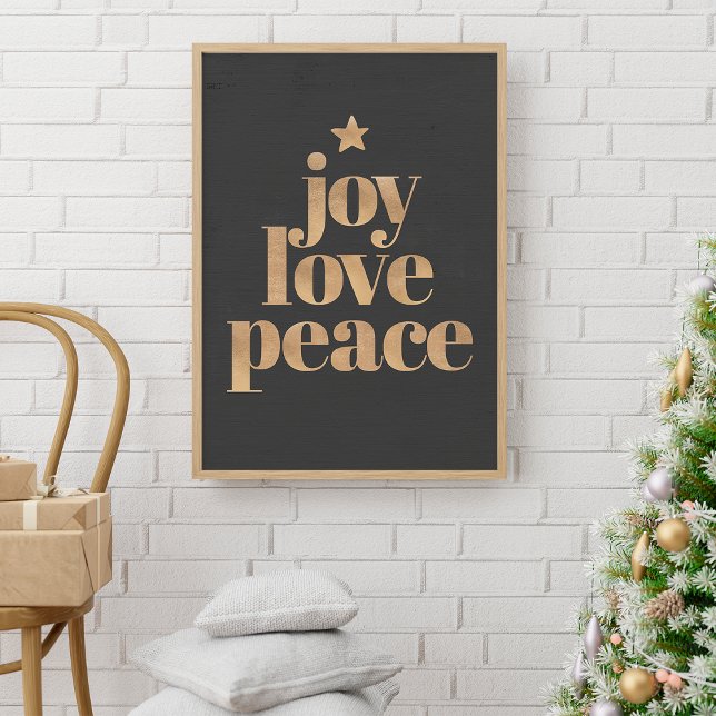 Joy Liebe Peace | Gold Elegante Minimalistische We Poster (Von Creator hochgeladen)