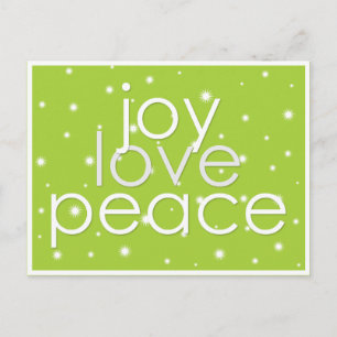 Joy Liebe Peace Green Holiday Feiertagspostkarte
