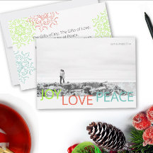 Joy Liebe Peace Minimalistisch Holiday Foto Card