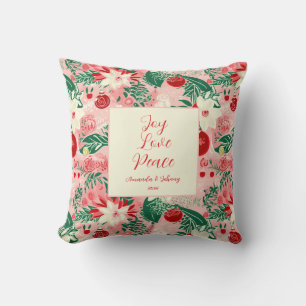 Joy Liebe Peace Pink Roter Blumenkissen Kissen
