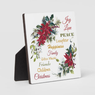 Joy Liebe Peace Poinsettia Weihnachten Fotoplatte