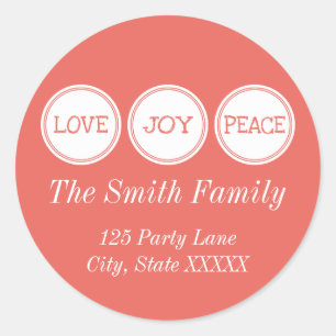 Joy Liebe Peace   Round Address Aufkleber