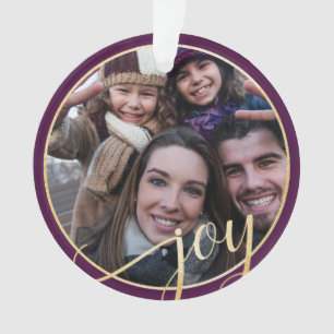 Joy Lila, Gold & Black Pine Tree Family Foto Ornament