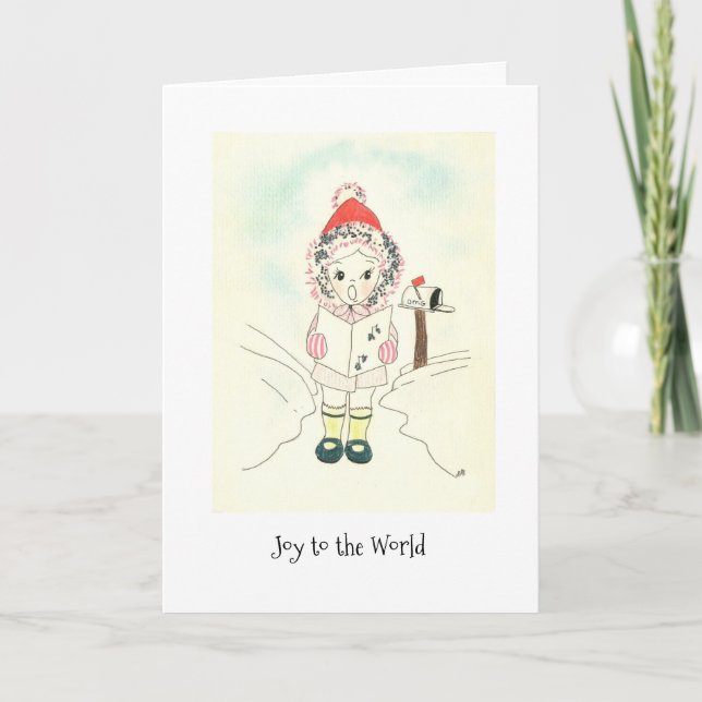 Joy Little Girl Feiertagskarte (Vorderseite)