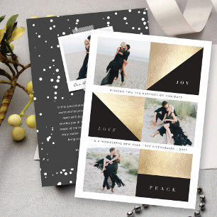 Joy Love Peace Chic Gold Blocks Carte photo de vac
