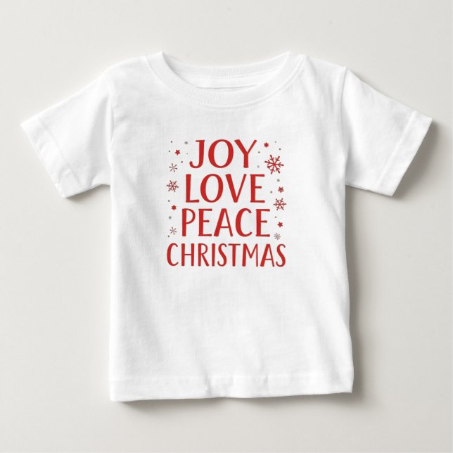 Joy Love Peace Christmas Festive Typography Hoodie Baby T-shirt (Vorderseite)