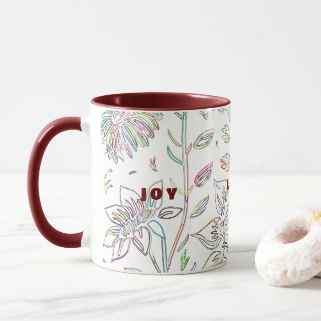 Joy Love Peace Mug à deux tons de marron (Avec donut)