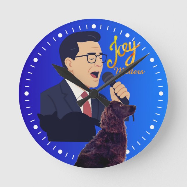 Joy Matters Stephen Colbert Singt Mit Benny Meme Runde Wanduhr (Vorderseite)