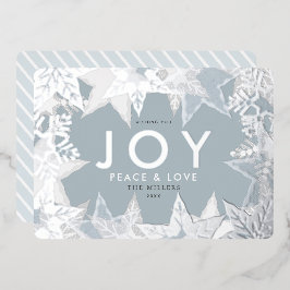 JOY Mattiert Snowflakes Silver Foil Holiday Card Folieneinladung