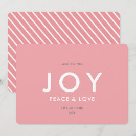 JOY Minimalistisch Modern Pink Weihnachtskarte Einladung