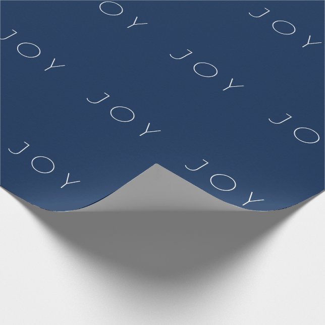 Joy Minimalistisch Navy Blue Typografy Pattern Geschenkpapier (Ecke)