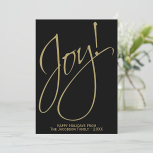 Joy! Minimalistisches Foto aus Gold und Schwarz Feiertagskarte