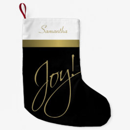 Joy! Minimalistisches Gold Black & White Kleiner Weihnachtsstrumpf