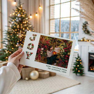 Joy Modern 1 Foto Weihnachts-Patchwork Feiertagskarte
