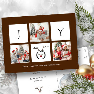 JOY Modern Fun Script Foto Collage Whimsical Holi Postkarte