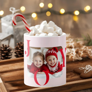 JOY Moderne rote Weihnachtsfoto-Geschenktasse Kaffeetasse