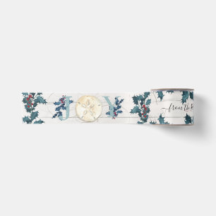 Joy Muschel Christmas Blue White Holly Beach Hütte Satinband