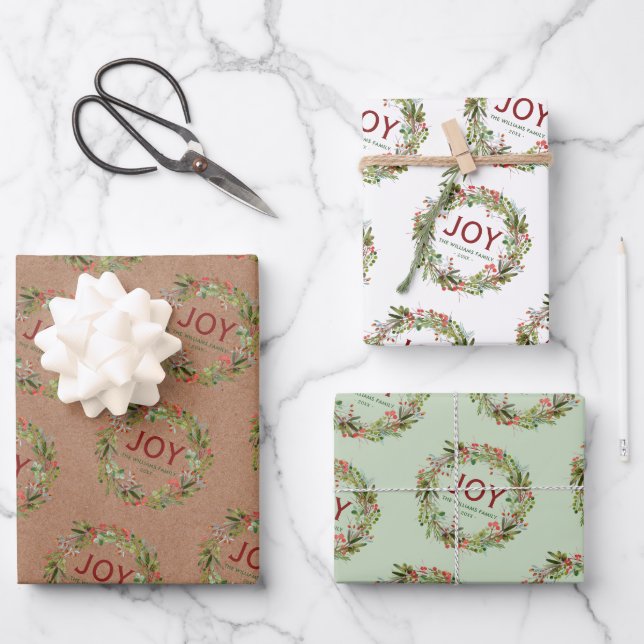 Joy - Name der Weihnachtsfrau Geschenkpapier Set (Vorderseite)