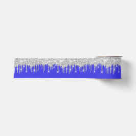 Joy New Year Tropfens Royal Blue Gray Gray Silver Ripsband