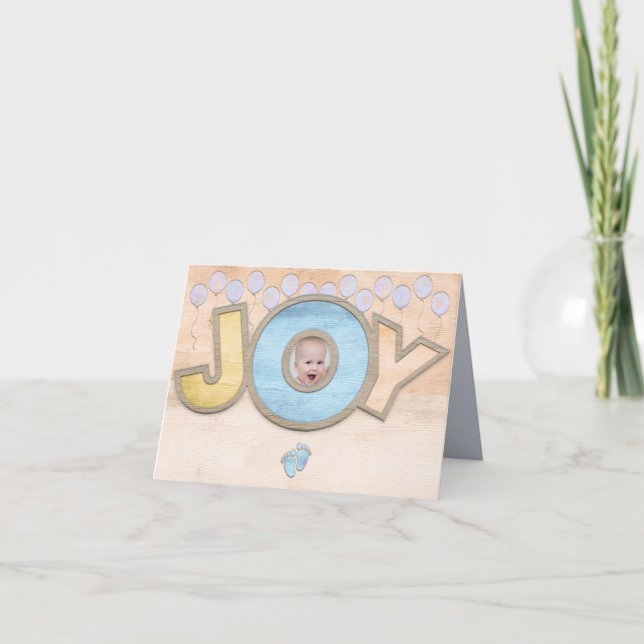 JOY. Newborn Girl Announcement Ankündigung (Vorderseite)