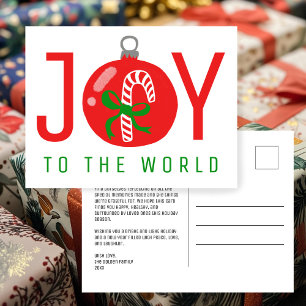 JOY Niedlich Candycane Bow Weihnachtsschmuck Weihn Feiertagspostkarte