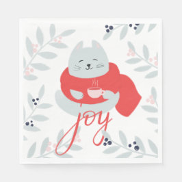 Joy. Niedliche Weihnachtskatze / Winterferien Serviette