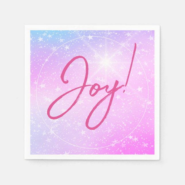 Joy! oder Ihre Nachricht Fuchsia Text Lila Pink St Serviette (Vorderseite)
