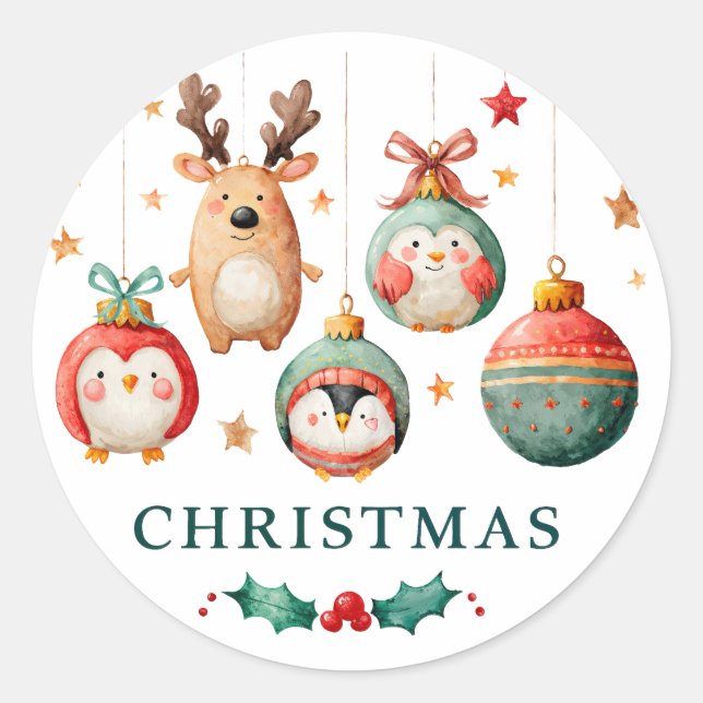 Joy Ornament Parade Runder Aufkleber (Vorderseite)