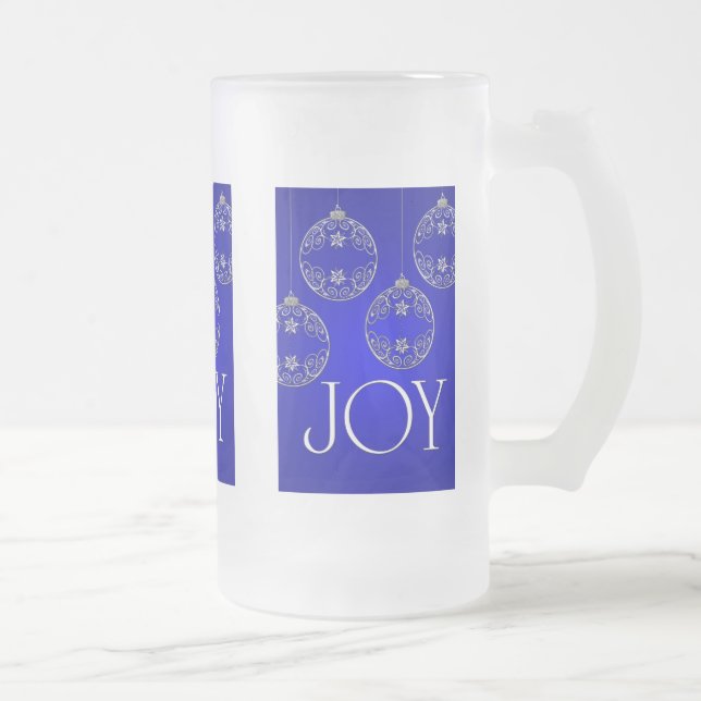 Joy Ornaments auf Kobaltblau elegant Mattglas Bierglas (Rechts)
