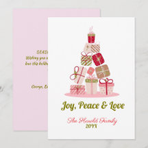 Joy Peace and Liebe Christmas Tree Card