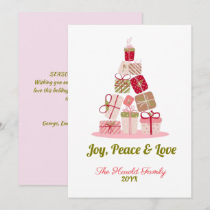 Joy Peace and Liebe Christmas Tree Card Feiertagskarte
