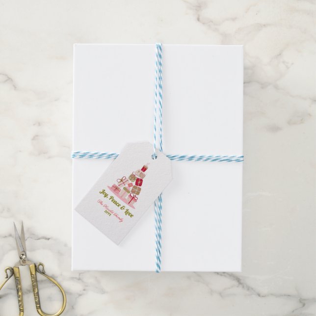 Joy Peace and Liebe Christmas Tree Card Geschenkanhänger (Mit Garn)