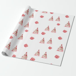 Joy Peace and Liebe Weihnachtsbaum Modernes Muster Geschenkpapier