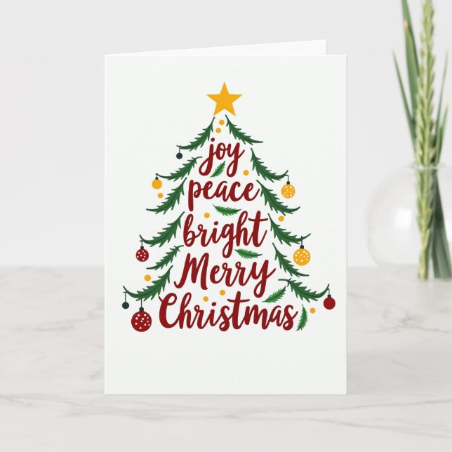 Joy Peace Bright Frory Christmas Tree Card Karte (Vorderseite)
