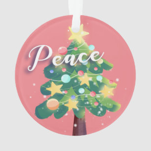 Joy & Peace Carton Weihnachtsbaum Pink Ornament