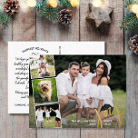 Joy Peace Liebe Calligraphy Foto Collage Gold Folien Feiertagspostkarte<br><div class="desc">Mit dieser festlichen Postkarte mit "Joy" in einem handgeschriebenen Typografie-Schriftart in Echtgoldfolie können Sie ganz besondere Urlaubsstimmung vermitteln - zusammen mit 4 Ihrer Lieblings-Fotos, die von einem weißen Rand umgeben sind. Fügen Sie einfach Ihren eigenen typisierten Urlaub Gruß auf die Rückseite oder löschen Sie die Notiz, um Platz für eine...</div>