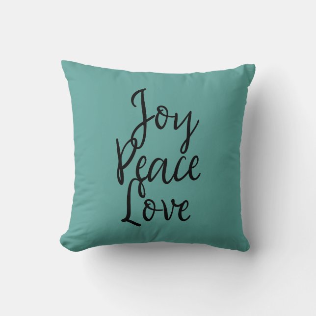 Joy Peace Liebe Inspiration Zitat Kissen (Vorderseite)