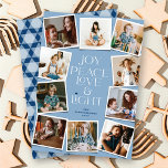Joy Peace Liebe & Light Hanukkah 10 Instant Foto Feiertagskarte<br><div class="desc">Freude, Ruhe, Liebe & Licht mit Star of David, 10 SofortfotoCollage Hanukkah Holiday Card. Der Gruß und der Hintergrund können in eine beliebige Farbe geändert werden. Entworfen / Original-Kunstwerk von fat*fa*tin. Einfach mit eigener Textnachricht, Name, Jahr, Foto oder Bild personalisieren. Weitere Editierfunktionen sind auf der Seite 'Edit Design' verfügbar. www.zazzle.com/fat_fa_tin...</div>