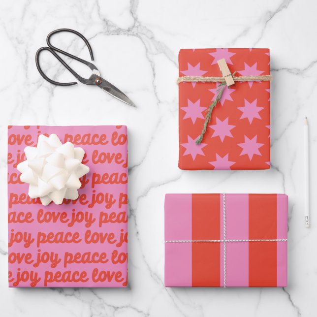 Joy Peace Liebe - Urlaubspapier Geschenkpapier Set (Vorderseite)