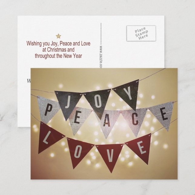 Joy Peace Liebe Weihnachten Postcard (Vorne/Hinten)