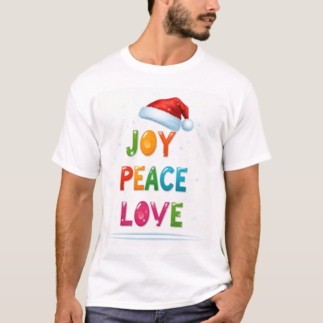 "Joy, Peace, Liebe Weihnachten T - Shirt der Männe (Vorderseite)