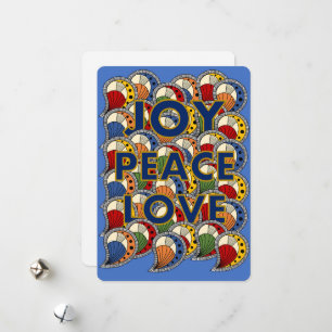 "Joy Peace Love 1" Cire africaine Imprimer Carte d