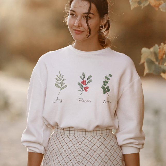 Joy Peace Love Botanical Winter Sweatshirt (Créateur téléchargé)