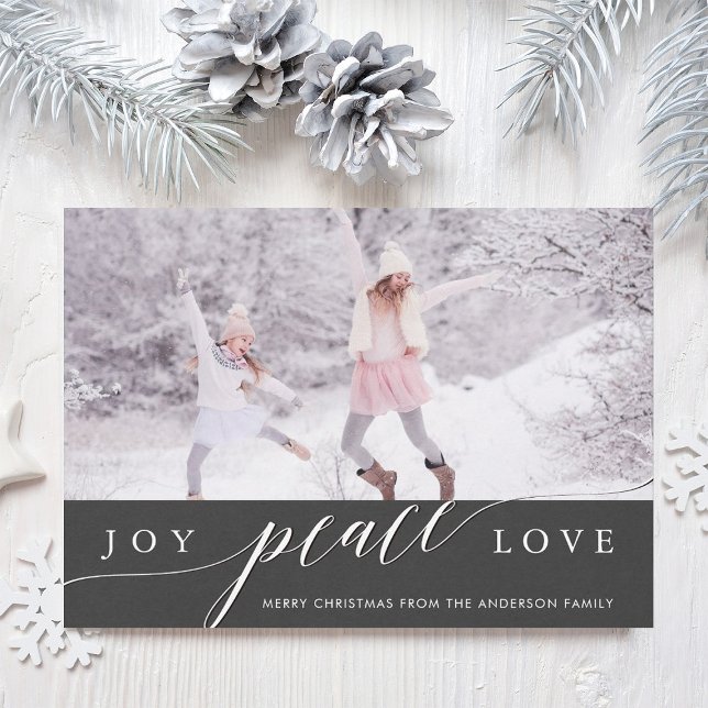 Joy Peace Love Christmas Holiday Carte photo (Créateur téléchargé)