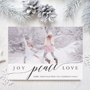 Joy Peace Love Christmas Holiday Carte photo