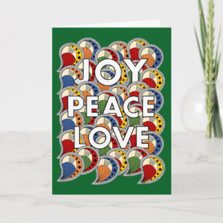 Joy Peace Love - Custom Background Color & Message Karte