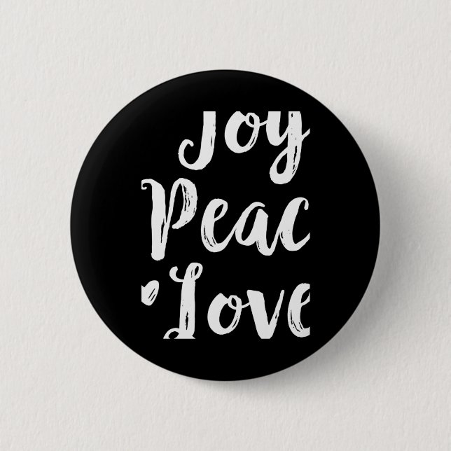 Joy Peace Love Red Brushed Script Womens Holiday T Button (Vorderseite)