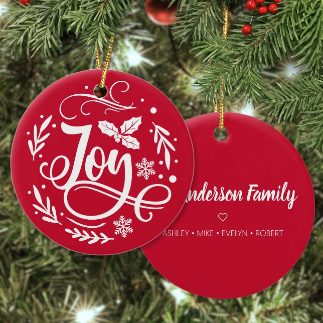 Joy Personalisiert Familienname Weihnachtsfeiertag Keramik Ornament (Von Creator hochgeladen)