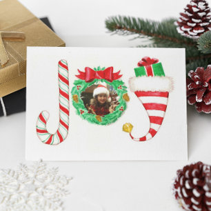 Joy Personalisiert Foto Weihnachtskarte Feiertagskarte